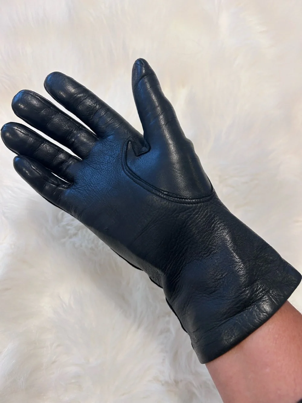 Italian vintage leather gloves with rabbit fur lining